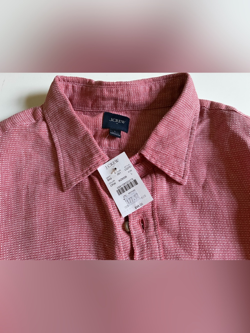 J. Crew Factory Men's Short-Sleeve Button-Down Shirt Linen blend.L.NWT.